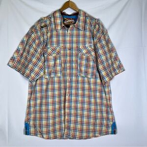 Akademiks Men’s Short Sleeve Plaid Button-Up Shirt Multicolor Casual Streetwear